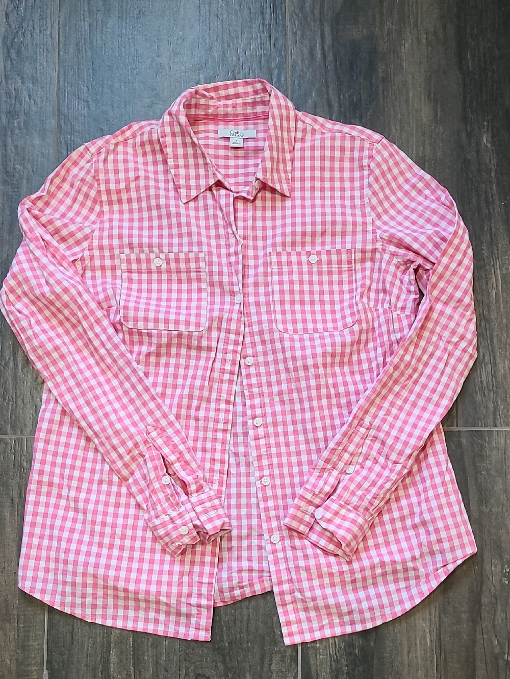 croft & barrow Pink and White Gingham Shirt